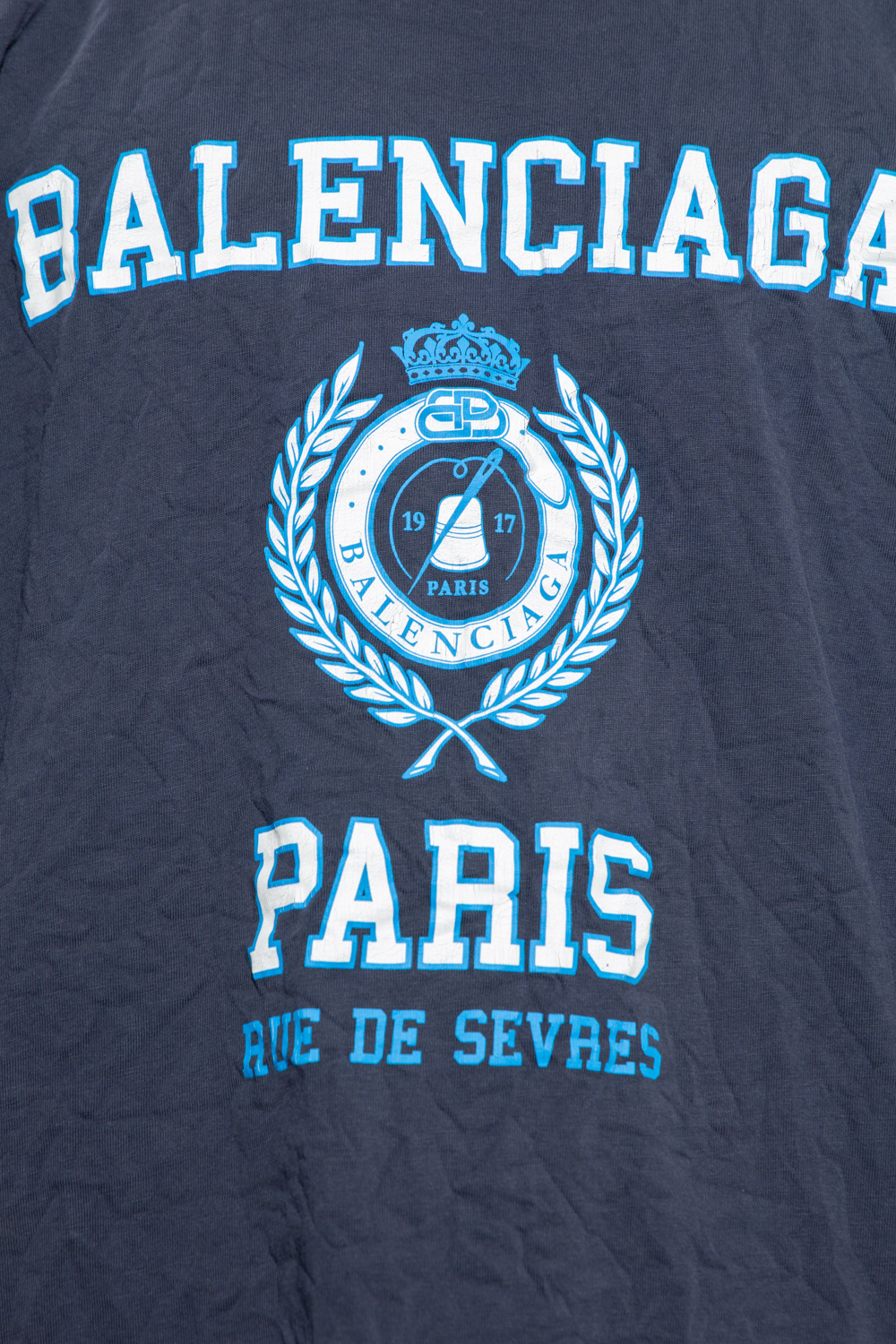 25SS new/BALENCIAGA パリコットンTシャツ T-Shirt Blue shirt Face Balenciaga - Navy blue Printed T - Diesel fluid